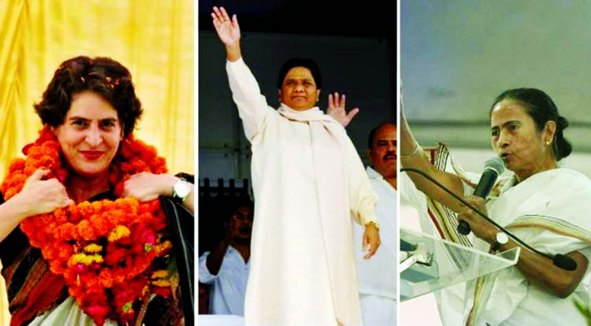 (From left) Three powerful women politicians-Priyanka Gandhi, Mayawati and Mamata Banerjee-may pose the biggest challenge of PM Modi in 2019 Lok Sabha election.