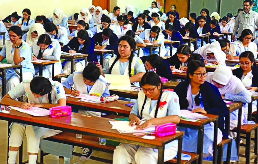 SSC and equivalent examinations begin under all Boards across the country. This photo was taken from Motijheel Govt Boys' High School on Saturday.