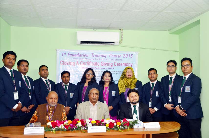 The closing ceremony of a six-month long foundation training course for the newly inducted teachers of Begum Rokeya University (BRU), Rangpur held at the Liaison Office of BRU in the city on Sunday. BRU VC and Director of Dr. Wazed Research and Training