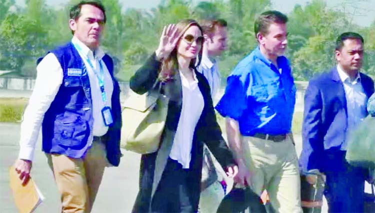 A team led by UNHCR special envoy and Hollywood actress Angelina Jolie now in Cox's Bazar to visit Rohingya camps.