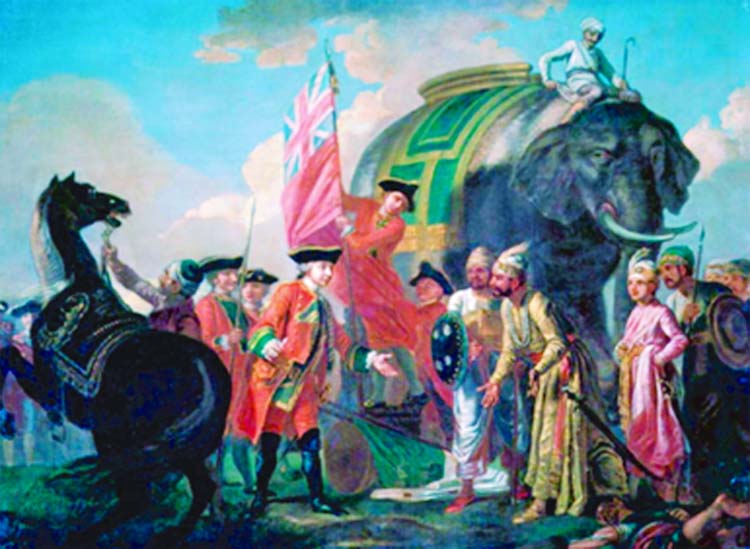 (fig 1) Lord Clive meeting Mir Jafar after the Battle of Plassey (1762), Francis Hayman