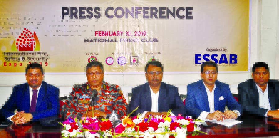 Brigadier General (Retd) Ali Ahmed Khan, PSC, Director General , Fire Service and Civil Services Department speaking as Chief Guest at a press conference at Jatiya Press Club yesterday on 3-day long 6th International Fire Safety and Security Expo -2019