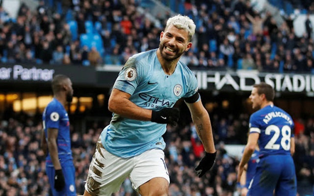 Manchester City's on-fire striker Sergio Aguero struck his second hat-trick in a week as the champions ruthlessly destroyed woeful Chelsea in a 6-0 win at The Etihad on Sunday to return to the top of the Premier League.