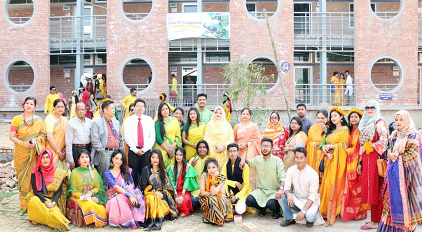 Students of Southern University celebrated Pahela Falgun at their campus on Wednesday.