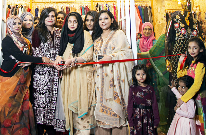 Airin Huq Ivey, Owner Kayaraa fashion houses inaugurating the third show room of the fashion houses in Port City on Friday.