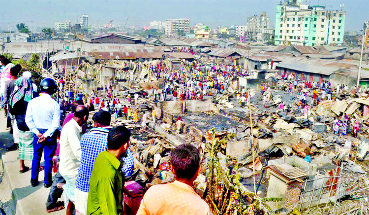 Nine people were burned to death, several others received burn injuries as a devastating fire broke out at Bheramarket slum in Chaktai area of Chattogram on Sunday.