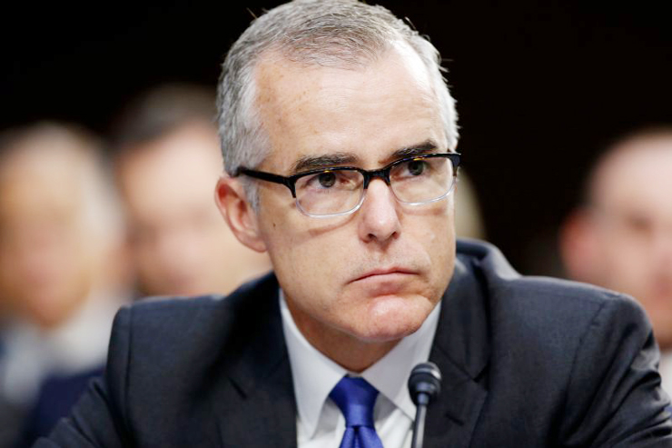 Then-FBI acting director Andrew McCabe listens during a Senate Intelligence Committee hearing about the Foreign Intelligence Surveillance Act, on Capitol Hill in Washington.