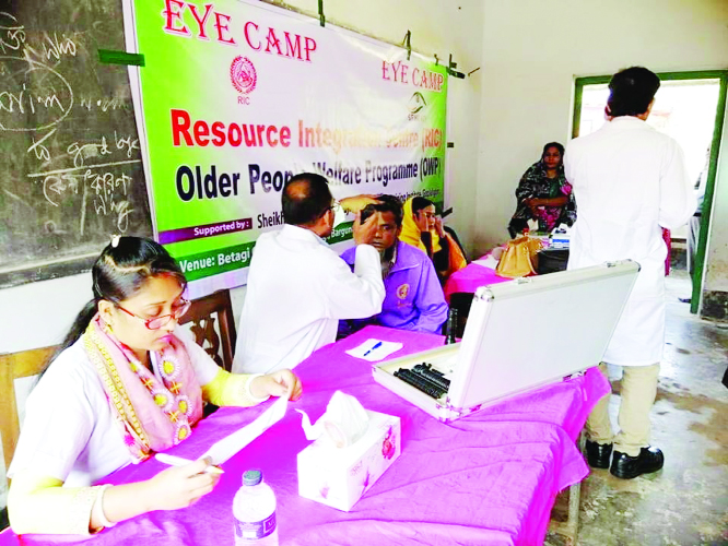 BETAGI(Barguna): A medical camp was held at Sheikh Fazilatunneasa Mujib Medical Hospital and Training Institute under a project of Probin Kalyan Karmosuchi of Resort Integration Centre at Gopalganj recently.