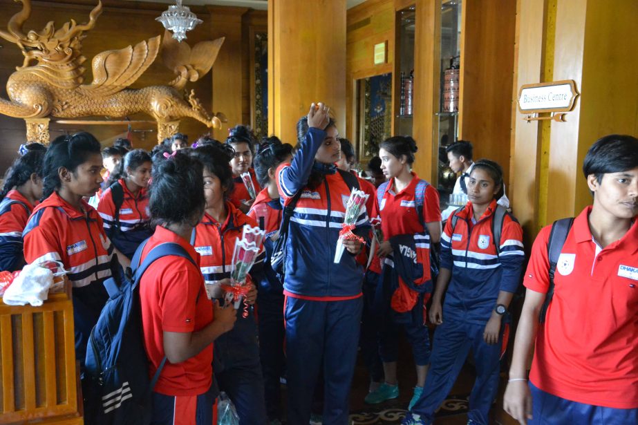 Members of Bangladesh Under-16 National Women's Football team reached at Mandalay in Myanmar on Saturday.