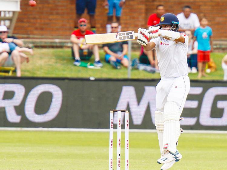Sri Lanka's Kusal Mendis plays a shot during the third day of the second cricket Test match between Sri Lanka and South Africa at St. George's Park in Port Elizabeth on Saturday.