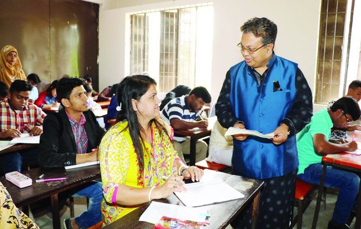 GAZIPUR: The Treasurer of Bangladesh Open University Prof Dr Ashfaque Hossain visiting SSC examination-2019 centre at Khilgaon Govt. Colony Higher Secondary School Centre on Friday.