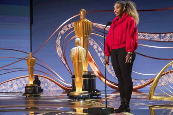 Serena Williams appears during rehearsals for the 91st Academy Awards in Los Angeles on Saturday.