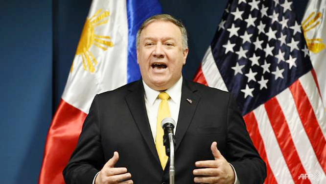 US Secretary of State Mike Pompeo speaks during a press conference in the Philippines on Friday.