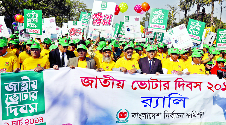 Bangladesh Election Commission brought out a rally in the city on Friday marking National Voters' Day. Chief Election Commissioner KM Nurul Huda was present on the occasion.