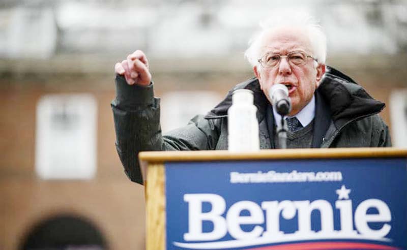 US Senator Bernie Sanders addresses a rally to kick off his 2020 US Presidential campaign on Saturday in the Brooklyn borough of New York City