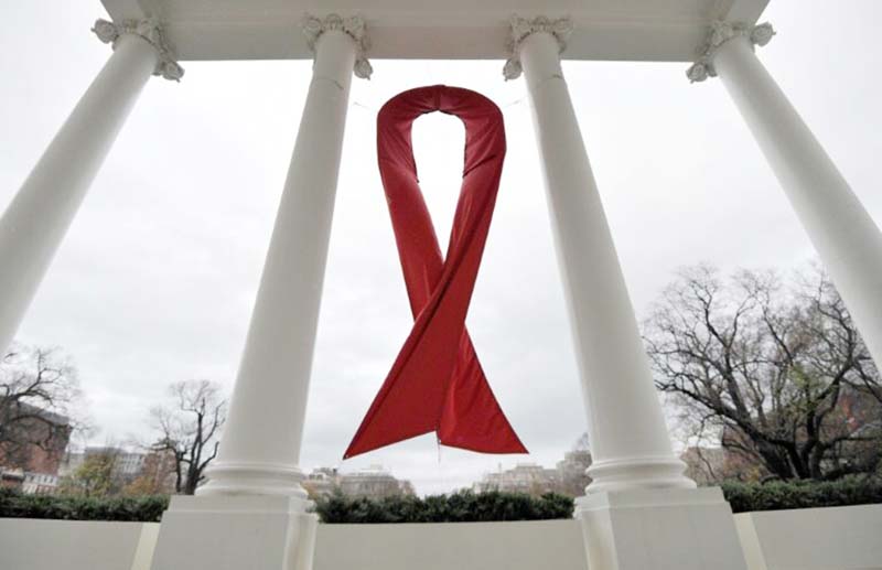 An AIDS symbol displayed on the North Lawn of the White House on World AIDS Day,