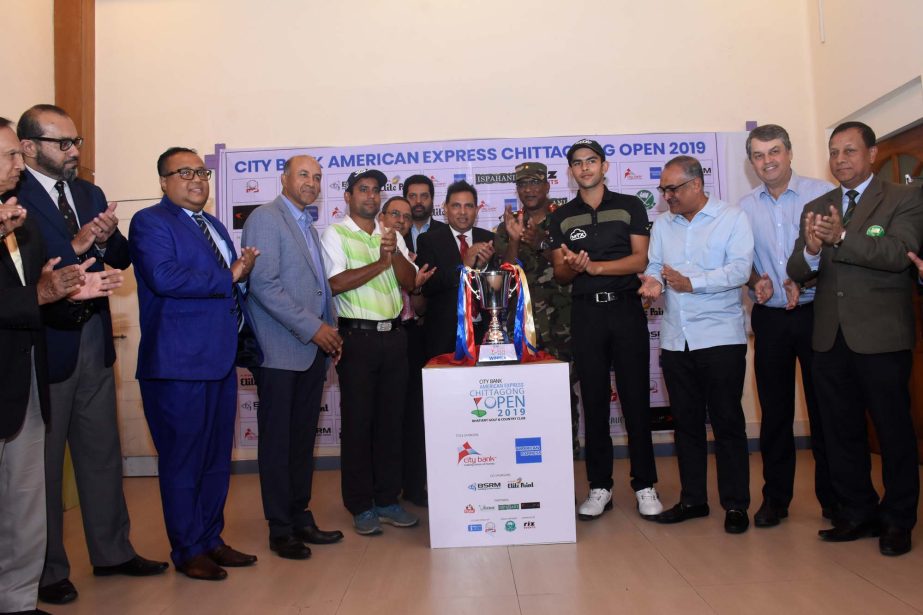 The attendances of the Trophy unveiling programme of the City Bank American Express Chittagong Open Golf Tournament (from left to right) Shobhon Mahbub Shahabuddin, General Manager, Corporate Affairs BSRM, Kayesh Chowdhury, Executive VP & Area Head of Chi