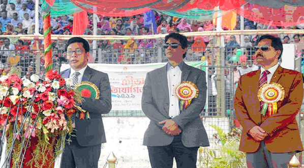 State Minister for Public Administration Farhad Hossain speaking at the inaugural programme of the 34th Divisional Annual Sports Competition at MA Aziz Stadium in the city on Saturday.