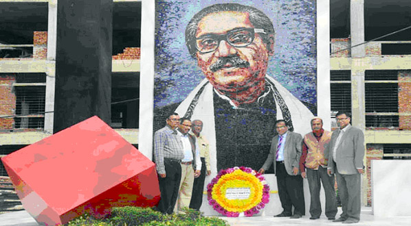 Members of CUET family led by its Vice-Chancellor Prof Dr Rafiqul Alam placing wreaths and paid rich tributes to Father of the Nation Bangabandhu Sheikh Mujibur Rahman on Historic 7th March at the portrait of the Bangabandhu within Varsity campus on Thu