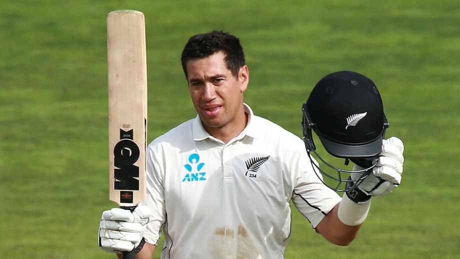 Ross Taylor of New Zealand, celebrating his double century during the fourth day's play of the second Test between Bangladesh and New Zealand, at Wellington in New Zealand on Monday.