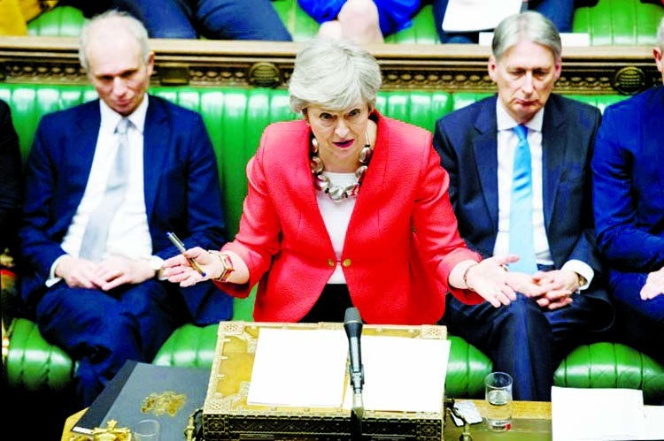 May will face questions in parliament before an evening vote on no-deal Brexit. Internet photo