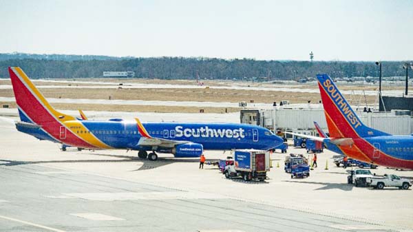 A Boeing 737 Max 8 flown by Southwest Airlines taxis to the gate at Baltimore Washington International Airport near Baltimore, Maryland on Wednesday.