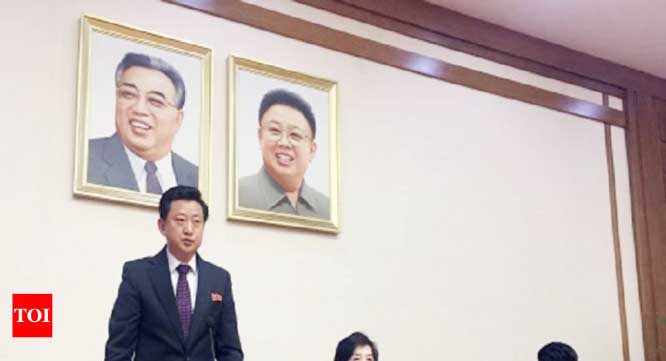 North Korean Vice Foreign Minister Choe Son Hui spesks at a gathering for diplomats in Pyongyang.