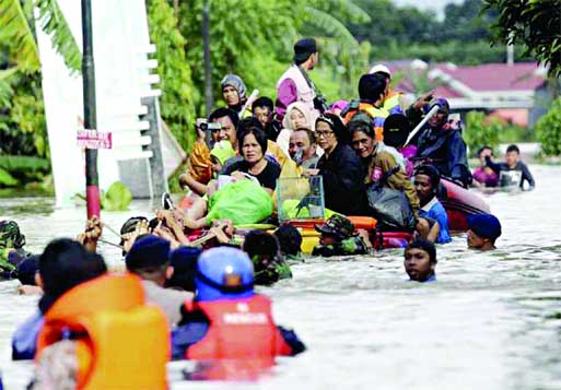 Dozens of homes were damaged by Indonesian floodwaters.