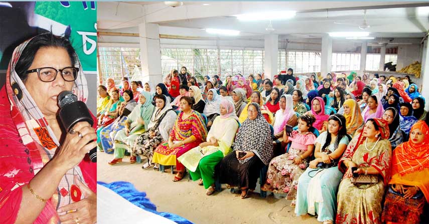 Mahila Awami League leader Hasina Mohiuddin speaking at a discussion meeting on the occasion of the National Children's Day organised by Mahila Awami League, Chattogram City Unit on Sunday.