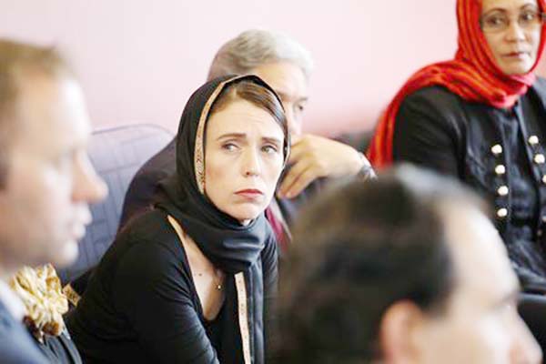 New Zealand Prime Minister Jacinda Ardern meets representatives of the Muslim community at Canterbury refugee centre in Christchurch, New Zealand on Saturday.