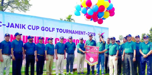Abdullah Al Islam Jakob, MP, and Commandant of National Defence College Lieutenant General Sheikh Mamun Khaled jointly inaugurating the NDC-JANIK Commandant's Cup Golf Tournament by releasing the balloons at the Kurmitola Golf Club in Dhaka Cantonment on