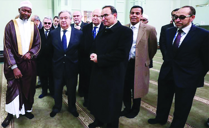 United Nations Secretary-General Antonio Guterres visits the Islamic Cultural Center in New York on Friday to make remarks on the New Zealand attack and the need to address Islamophobia.