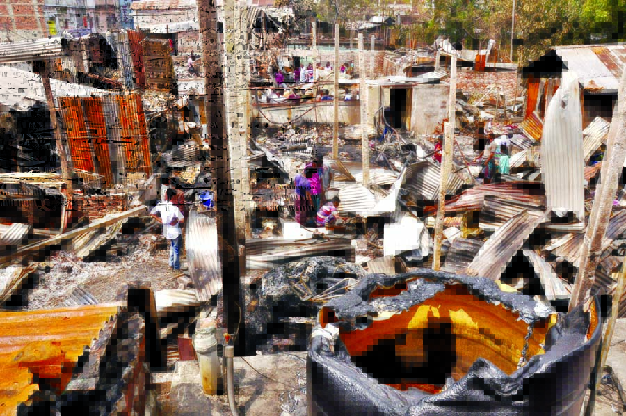 About hundreds of shanties were burnt to ashes as fire broke out in city's Lalbagh slum on Saturday.