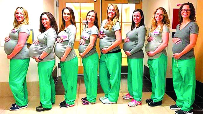 The labor and delivery nurses at Maine Medical Center in Portland are all due between April and July.