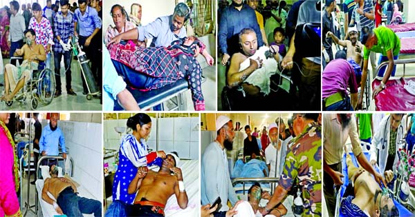 Banani FR Tower injured victims receiving treatment in the city's Kurmitola Hospital on Thursday.