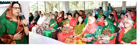 Mahila Awami League leader Hasina Mohiuddin speaking at a discussion meeting marking the Independence and National Day on Tuesday.