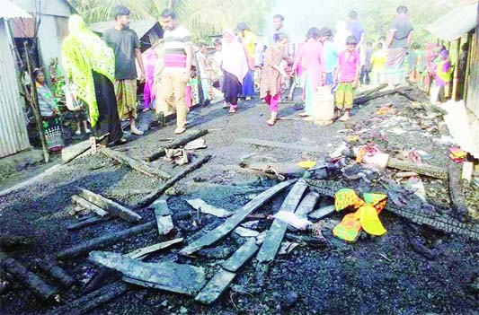 MURADNAGAR (Cumilla): A devastating fire gutted houses of a farmer Morshid Miah at Mohammadpur Village in Muradnagar Upazila on Saturday night.