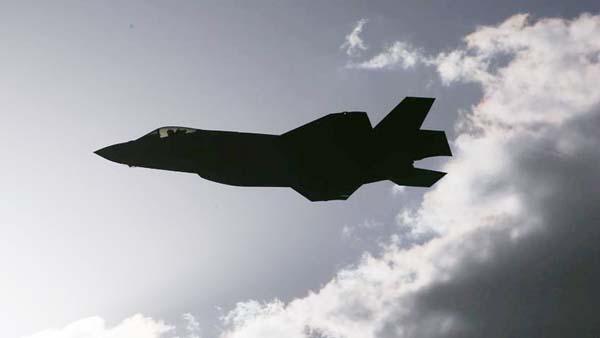An Israeli Air Force F-35 fighter jet flies during an aerial demonstration at a graduation ceremony for Israeli air force pilots at the Hatzerim air base in southern Israel