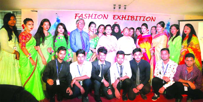 Fashion Design & Technology Department of Uttara University, organized a Fashion Exhibition Spring-2019 at the campus on Wednesday. Pro Vice-Chancellor of the University Professor Dr. Yeasmin Ara Lekha, poses for a photo session after inaugurating the exh