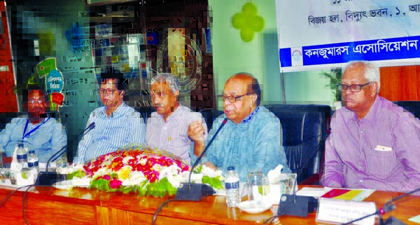 Chairman of Consumers Association of Bangladesh Golam Rahman speaking at a discussion organised on the occasion of district representative conference of the association at Bidyut Bhaban in the city on Thursday.
