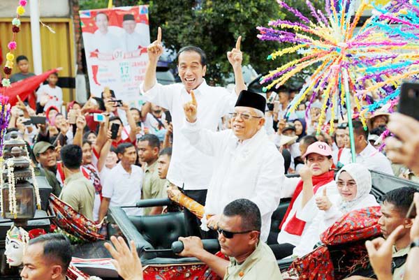 Indonesia's President Joko Widodo appears at a campaign rally outside the capital, Jakarta.