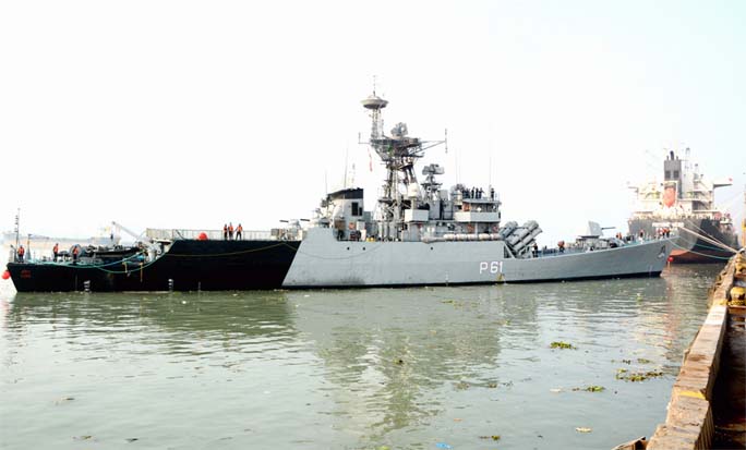 INS Kora, a Navy war ship arrived at Chattogram Bandar yesterday.