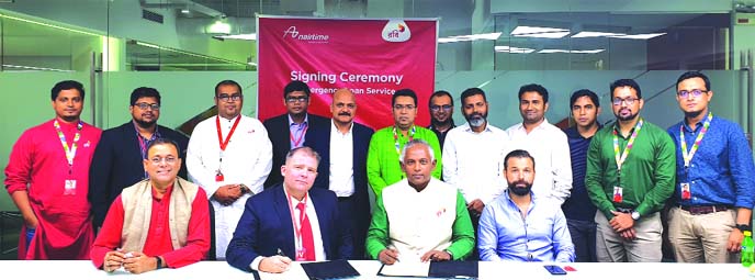 Mahtab Uddin Ahmed, Managing Director of Robi and Mark John Muller, Deputy CEO of Nairtime Bangladesh Limited (CVAS), signed an agreement to offer airtime and data in advance without immediate payment requirement to Robi and Airtel subscribers. This is to