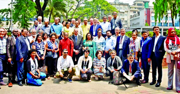 View exchange meeting with foreign journalists of 48 countries were held at the Jatiya Press Club. Photo taken from the JPC campus on Monday.