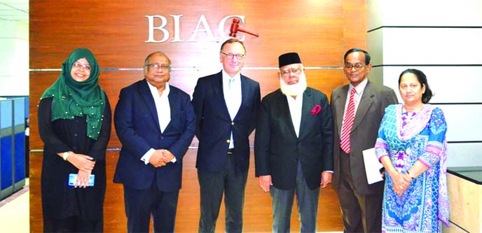 Mahbubur Rahman, Chairman of Bangladesh International Arbitration Centre (BIAC) welcomed Harry Verweij, ambassador of the Kingdom of Netherlands to Bangladesh while he visited BIAC office in the city recently. Muhammad A (Rumee) Ali, CEO and MA Akmall Hos