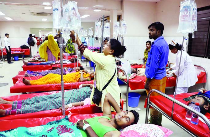 Patients on rise at icddr'b hospital due to scorching heat on Saturday.