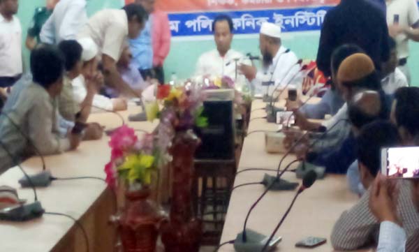 Deputy Minister for Education Mohibul Hasan Chowdhury Nowfel MP speaking at a meeting with teachers of Government Polytechnic Institutions as Chief Guest recently.