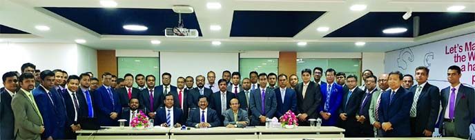 Md. Mehmood Husain, Managing Director of NRB Bank Limited, poses with the participants at the inaugural ceremony of daylong training course titled "Leadership for Sustainable Growth" at the Bank's Training Institute in Dhaka on Tuesday. Md. Khurshed Al