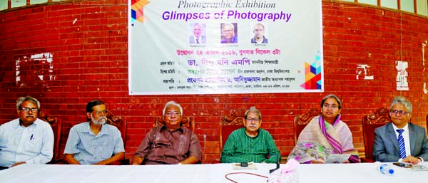 Education Minister Dr. Dipu Moni, among others, at the inauguration of a photography exhibition titled 'Glimpses of Photography' at the Faculty of Fine Arts of Dhaka University on Wednesday.