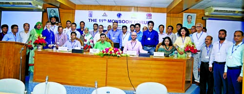 Team leader-hydrology, Regional Integrated Multi-Hazard Early Warning System, Dr Anshul Agarwal along with other distinguished guests at a workshop of the 11th National Monsoon Forum held on Monday at the Headquarter of Bangladesh Meteorological Departmen